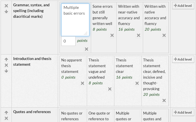 1. LMS rubric tool
